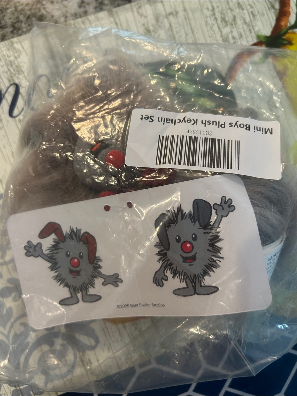 Mini Boys Plush Keychain Set - Gray with Red Nose - Picture 3 of 3